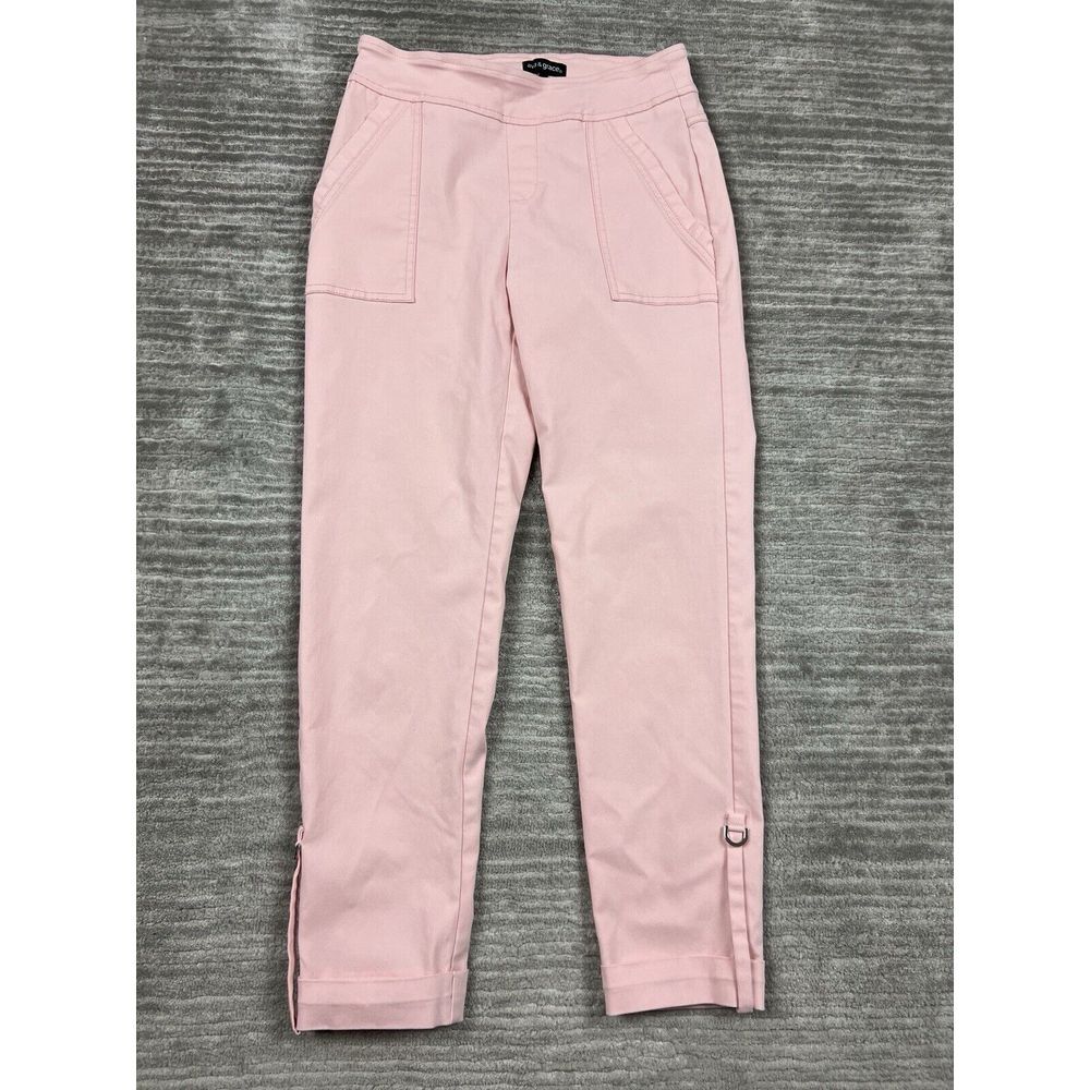 Ava & Grace Pants Womens Small Pink Pull On Cuffed Ankle Rayon Blend‎